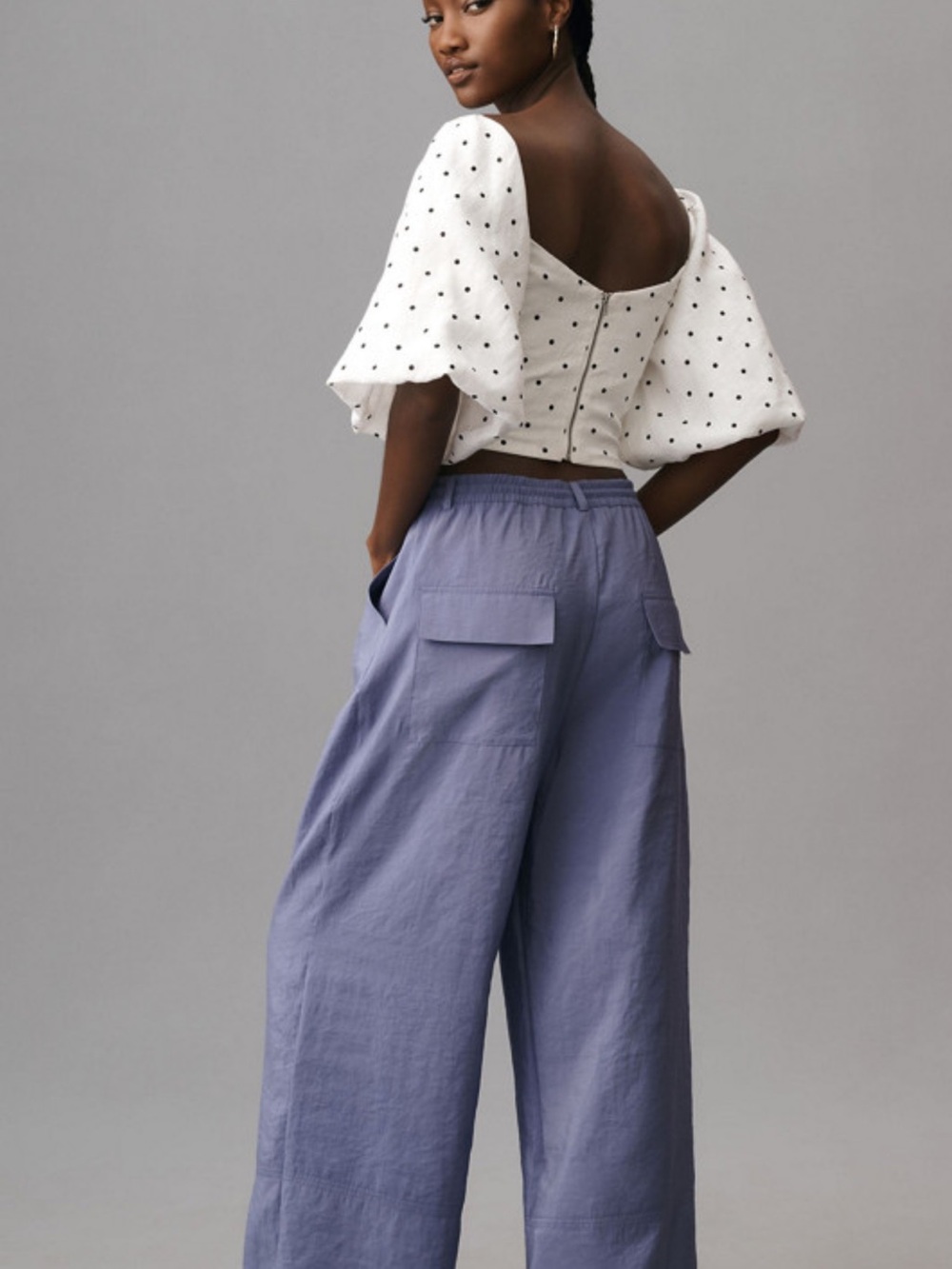 NWOT Maeve by Anthropologie Seamed Wide Leg Track Pants Purple - Size small - Picture 3 of 10